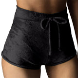 Black Shiny High-Waist Velvet Booty Shorts Black Shiny High-Waist Velvet Booty Shorts