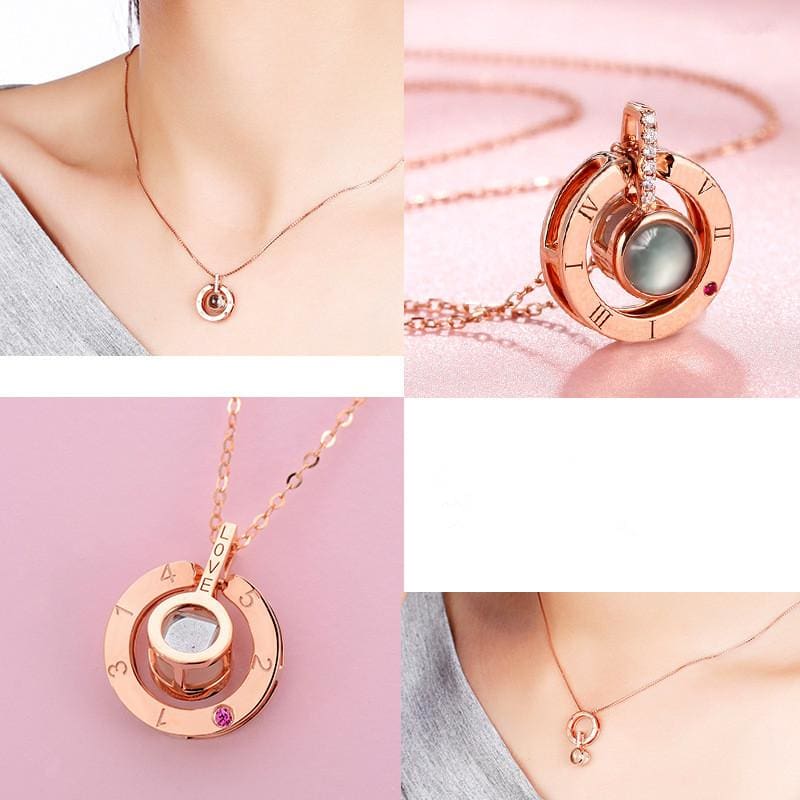 I Love You 100 Language Projection Pendant I Love You 100 Language Projection Pendant - Necklace