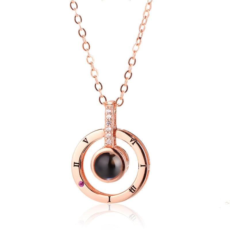I Love You 100 Language Projection Pendant I Love You 100 Language Projection Pendant - Rose Gold - Necklace
