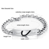 Matching Heart Piece Couple Bracelet - Men Dimensions Matching Heart Piece Couple Bracelet - Men Dimensions