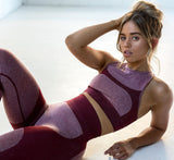 Pink Textured High Waist Leggings - Model Pink Textured High Waist Leggings - Model