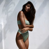 Sexy High Waist Two Piece Bikini - Medium Aquamarine - Swimwear Sexy High Waist Two Piece Bikini - Medium Aquamarine - Swimwear