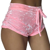 Pink Shiny High-Waist Velvet Booty Shorts - Angle