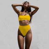 Sexy High Waist Two Piece Bikini - Gold  - Swimwear